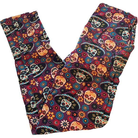 Day Of The Dead Sugar Skulls Leggings One Size NEW - Picture 2 of 2